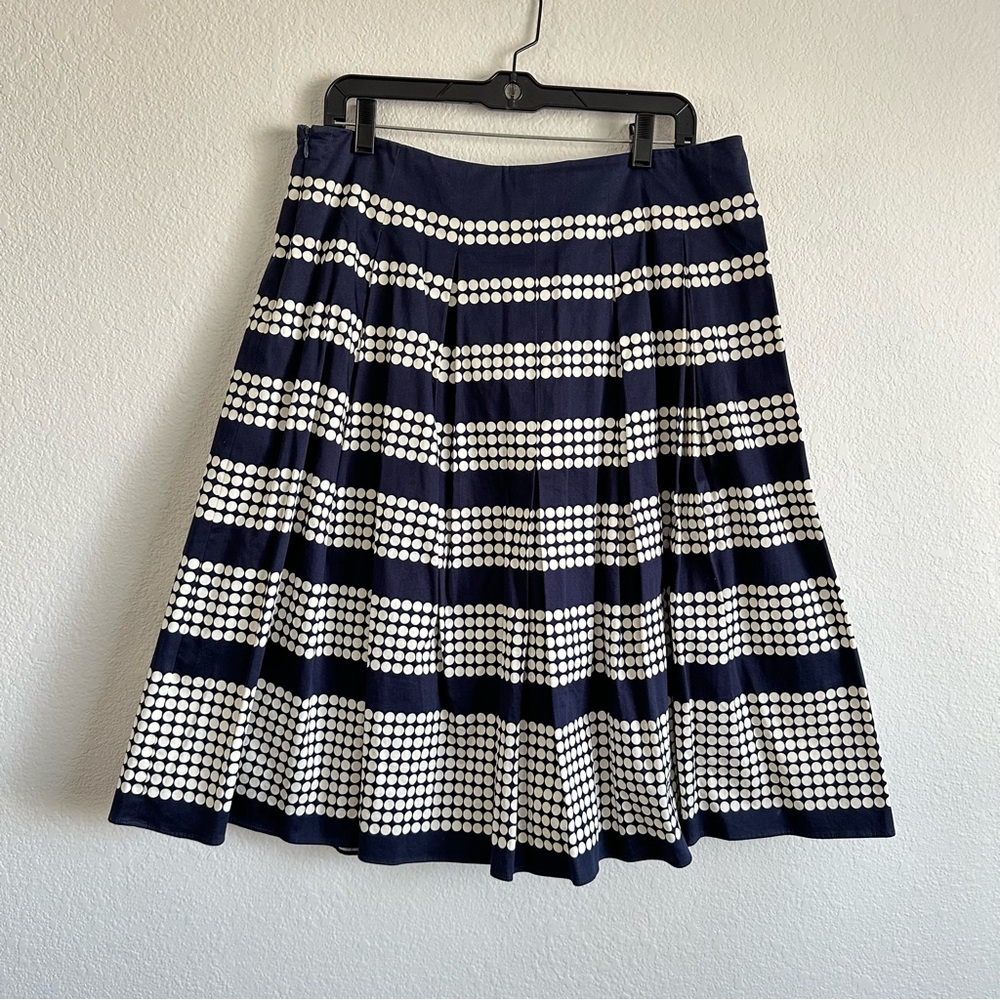 Talbots Blue and White A-Line Pleated Skirt
